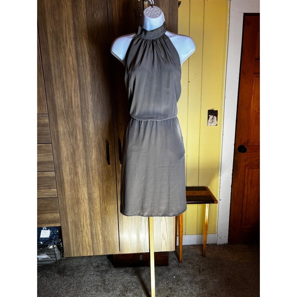 306. GLAM Halter Neck Lace Back Mini Dress Sleeveless Open Back Cocktail Size L - Picture 2 of 5